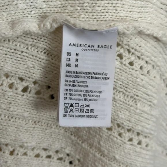 American Eagle Extra Long Knit Cardigan Cream - Picture 4 of 6